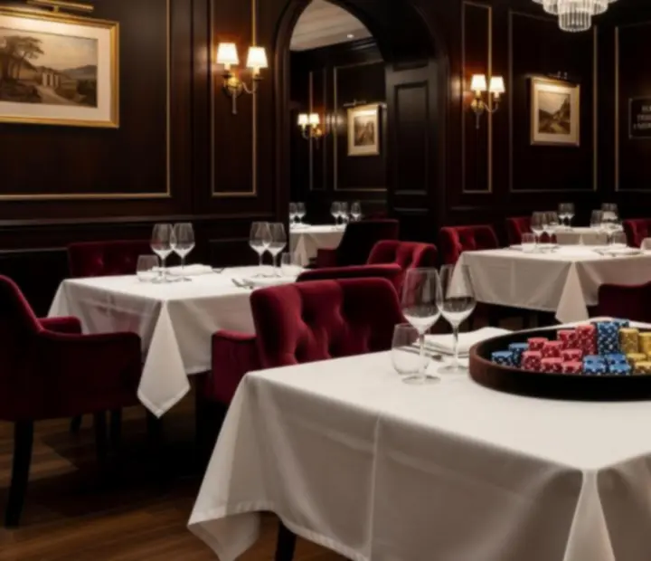 Elegancka restauracja kasyno z przygotowanym stołem do kart